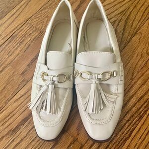 Zara Cream Loafers with Tassel Detail